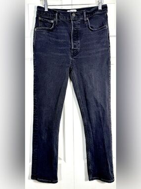 AGOLDE Riley Crop High Rise Straight Leg Jeans Black Wash Size 28